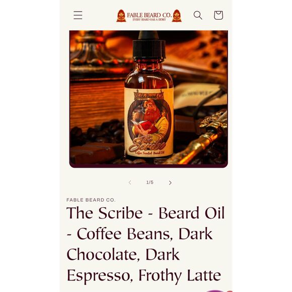 Fable Beard Company The Scribe Beard Oil - Coffee Scented - Picture 6 of 6